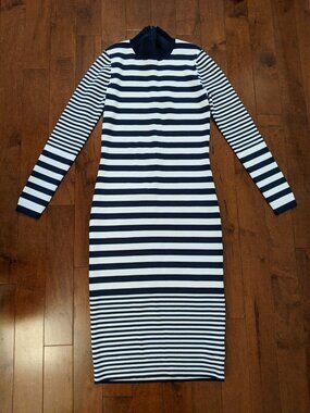 Michael Kors women's striped navy and white long sleeve dress in size medium